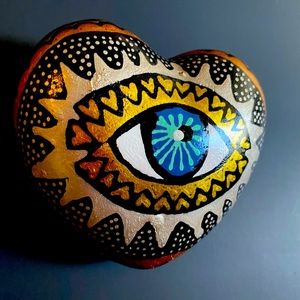 Wall hanging heart. Evil eye protection.